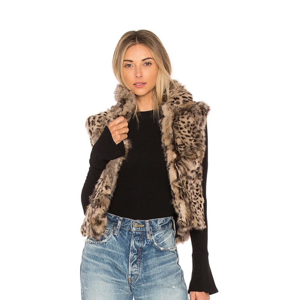 Adrienne Landau Printed Rabbit Vest in Leopard Women’s Size Medium